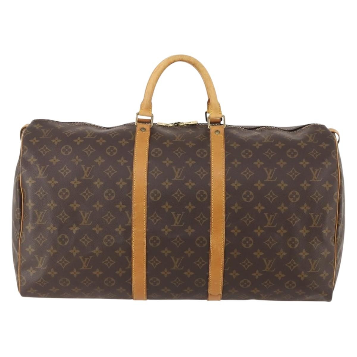 Louis Vuitton Keepall Bag Monogram Canvas, BROWN, CANVAS, Travel bag