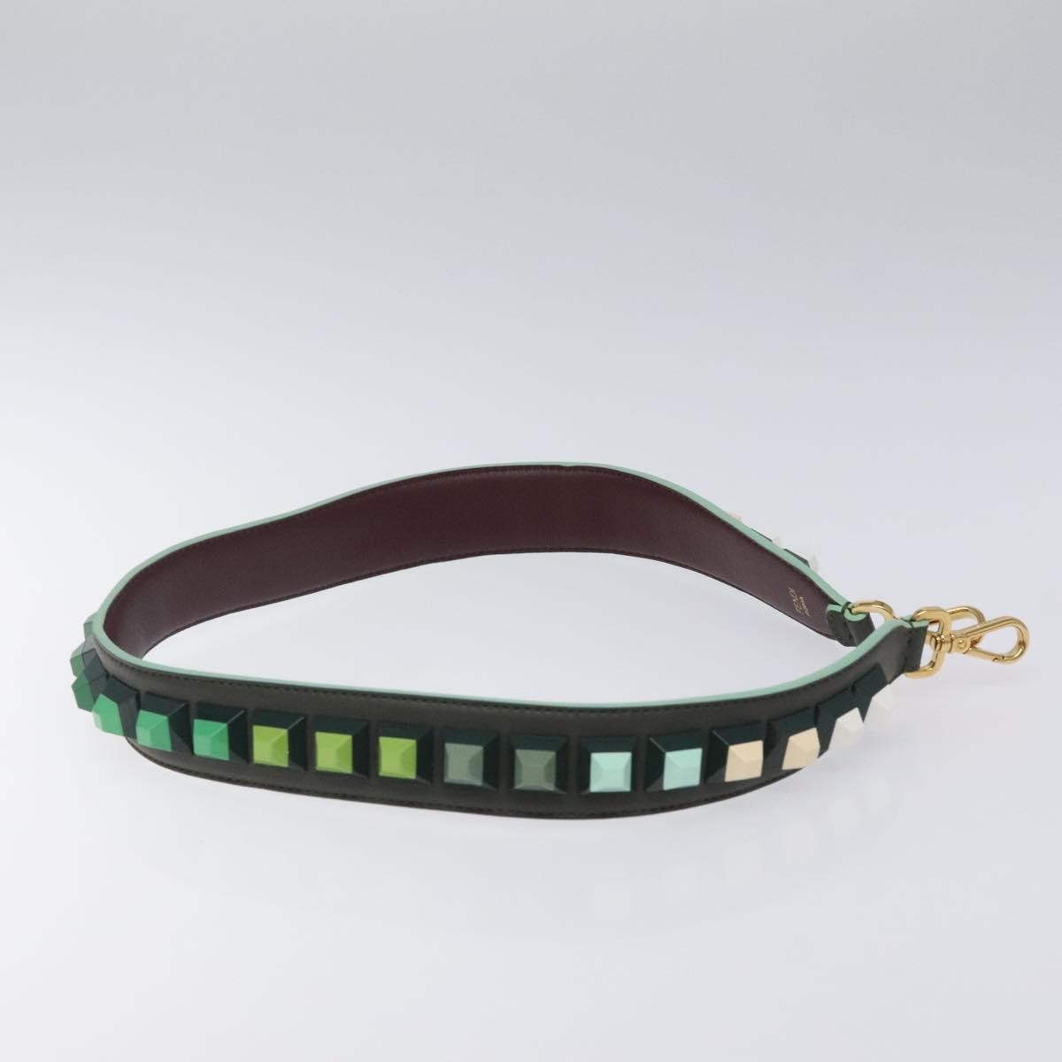 Fendi Strap You Shoulder Strap Leather, GREEN, LEATHER, Straps