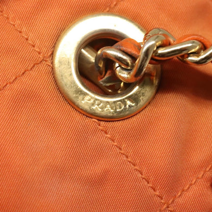 Prada Chain Shoulder Bag Quilted Tessuto, ORANGE, NYLON, Shoulder bag