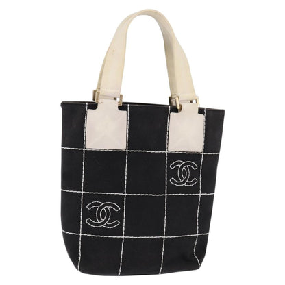 Chanel Chocolate Bar CC Logo Tote Canvas, BLACK, CANVAS, Tote bag