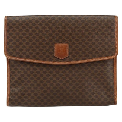 Celine Macadam Pochette Canvas and Leather, BROWN, CANVAS, Clutche & pouche