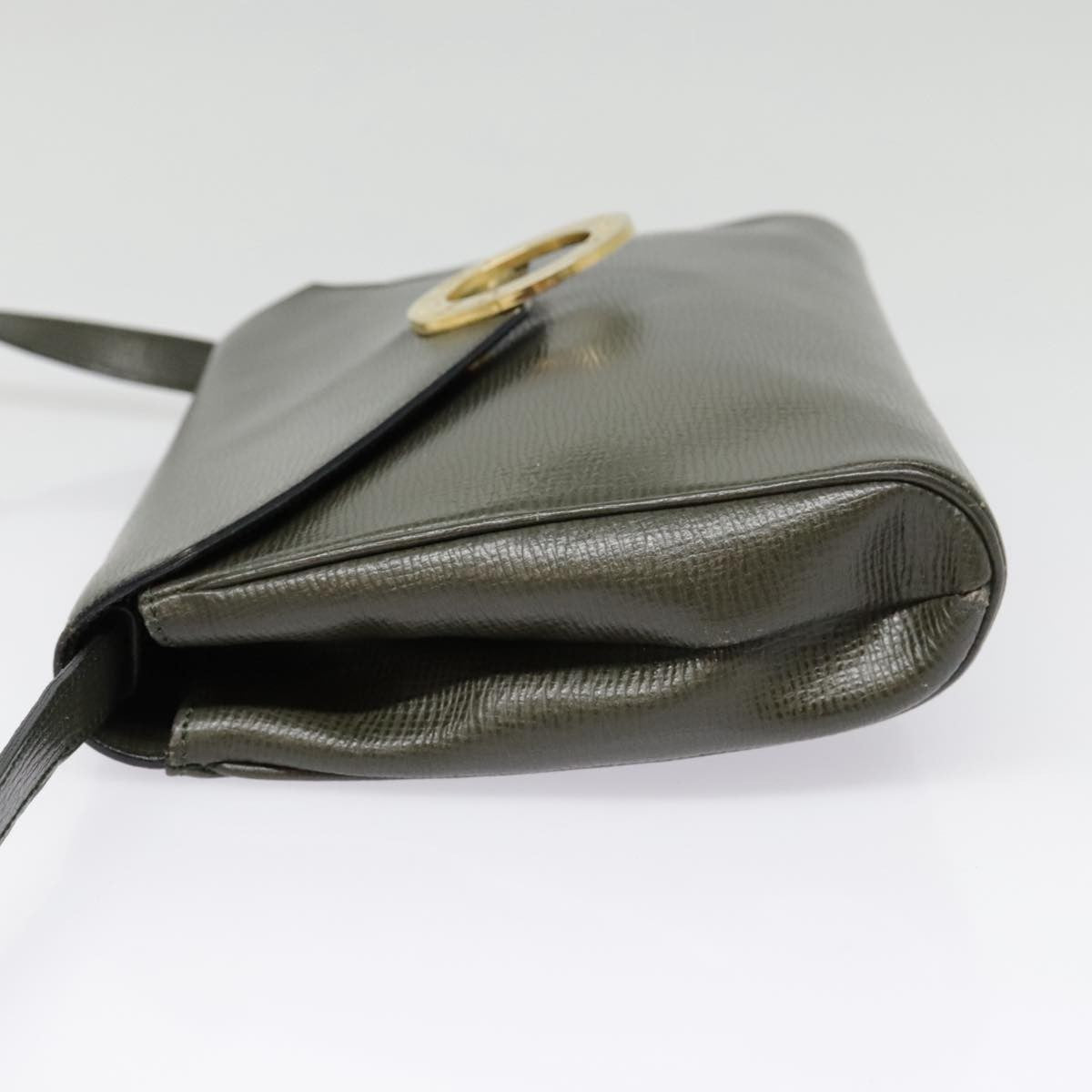 Celine Vintage Circle Logo Crossbody Bag Leather, KHAKI, LEATHER, Crossbody bag