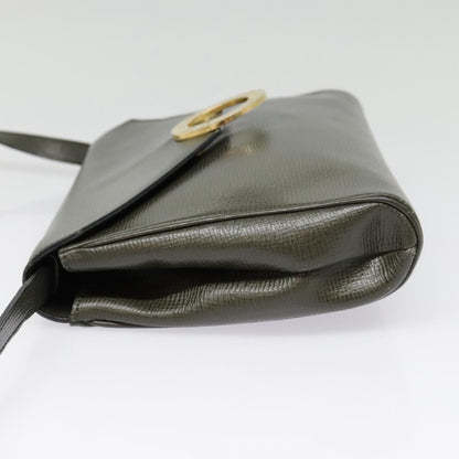 Celine Vintage Circle Logo Crossbody Bag Leather, KHAKI, LEATHER, Crossbody bag