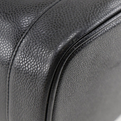 Chanel Vintage Timeless Cosmetic Case Caviar, BLACK, LEATHER, Toiletry Case