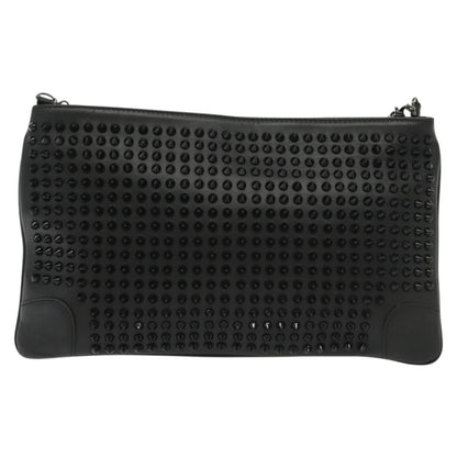 Christian Louboutin Loubiclutch Spiked Leather, BLACK, LEATHER, Shoulder bag