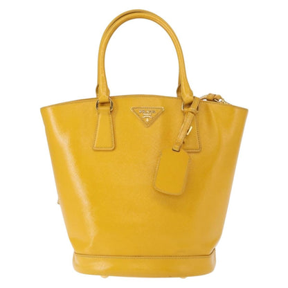 Prada Lux Convertible Bucket Tote Saffiano Leather, YELLOW, LEATHER, Handbag