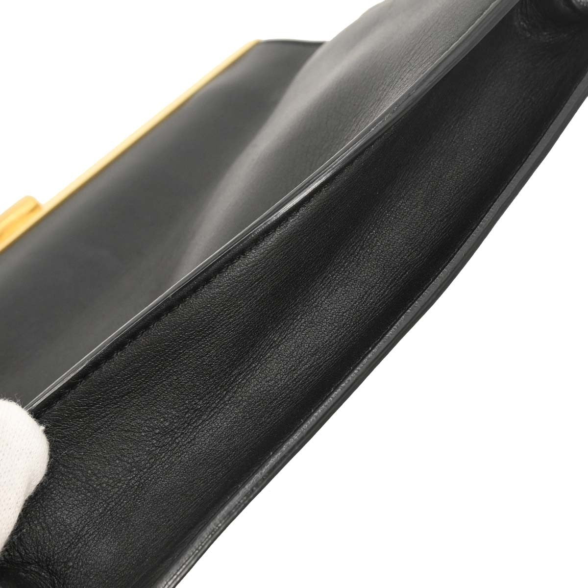 Celine Clasp Crossbody Bag Leather, BLACK, LEATHER, Shoulder bag