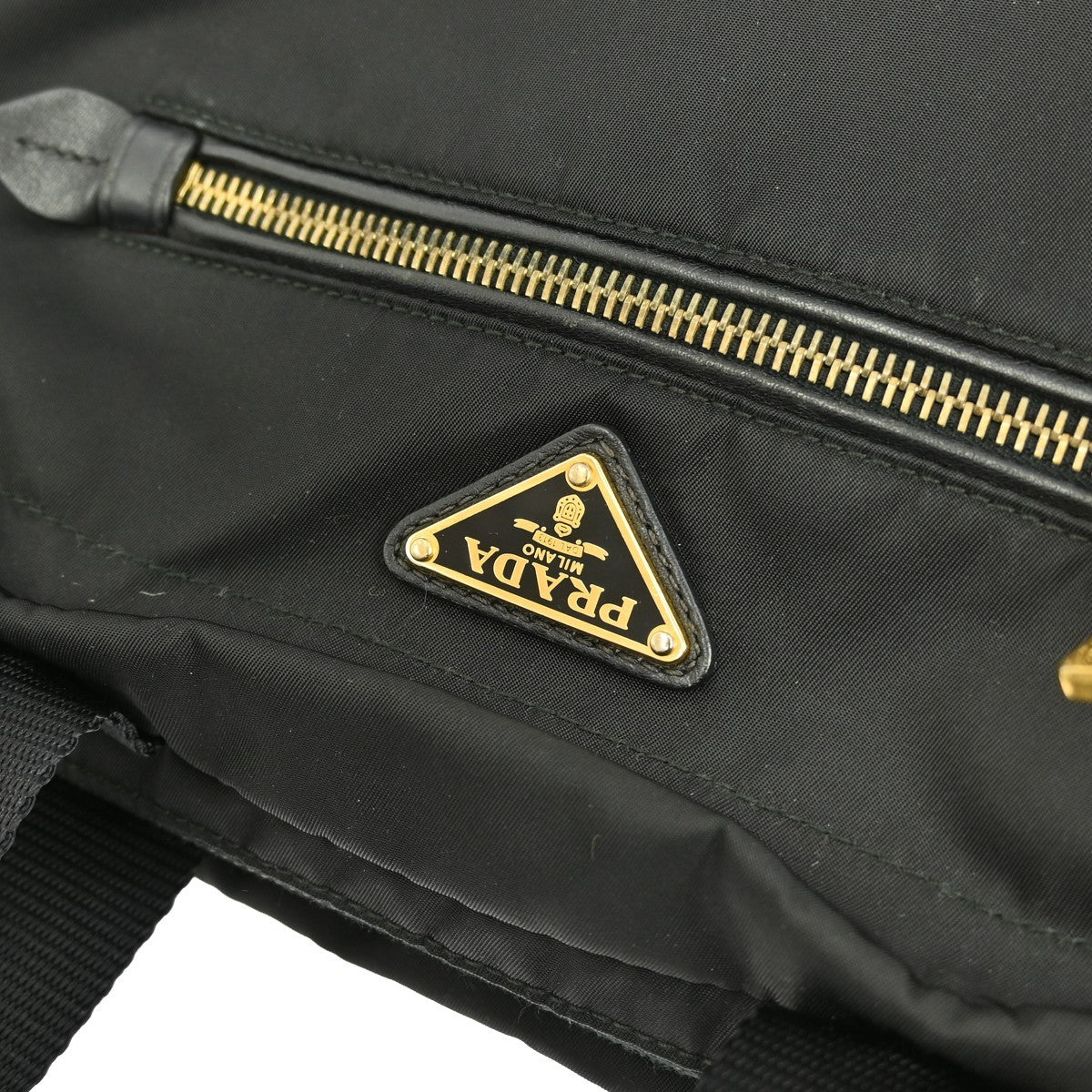 Prada Zip Convertible Shopping Tote Tessuto with Saffiano Leather, BLACK, NYLON, Tote bag