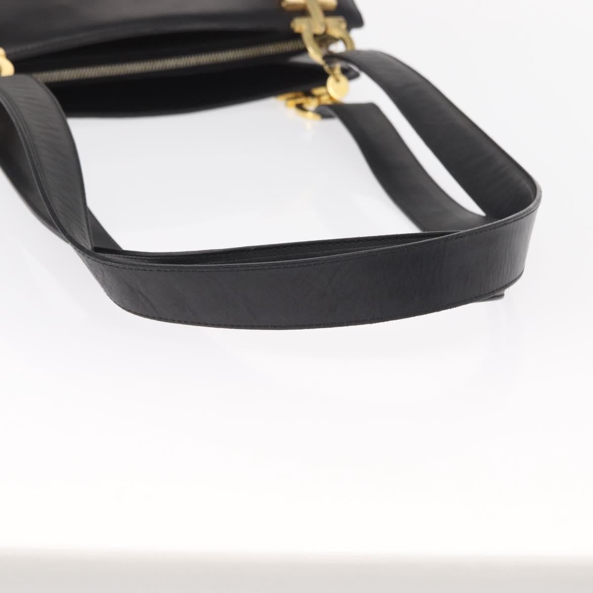 Salvatore Ferragamo Gancini Shoulder Bag Leather, BLACK, LEATHER, Shoulder bag