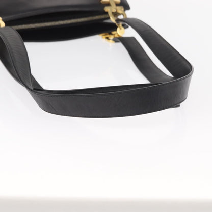 Salvatore Ferragamo Gancini Shoulder Bag Leather, BLACK, LEATHER, Shoulder bag