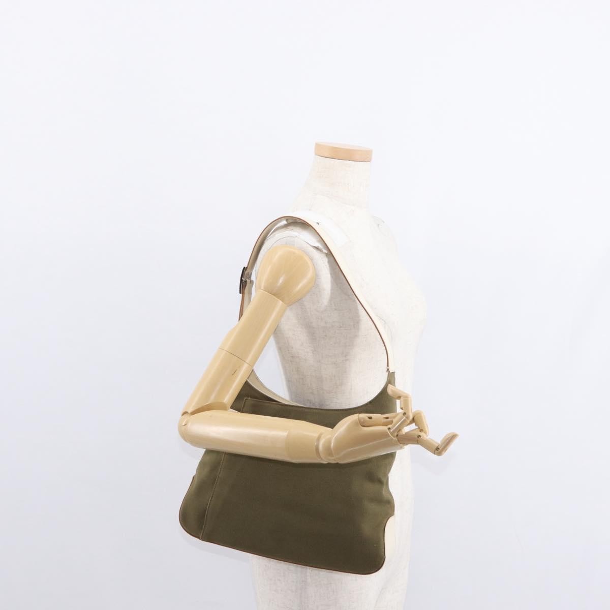 Salvatore Ferragamo Gancini Shoulder Bag Canvas, KHAKI, CANVAS, Shoulder bag