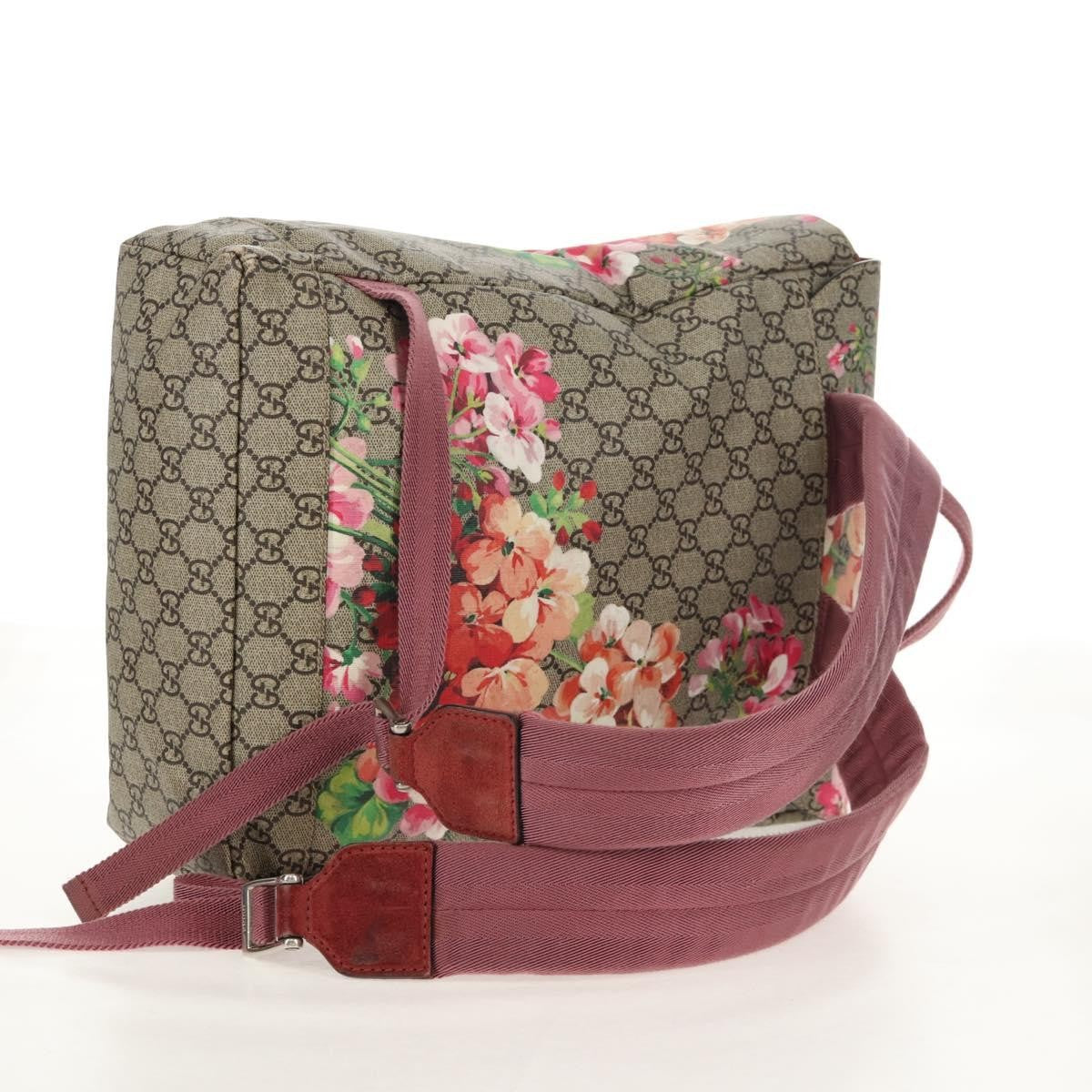 Gucci Buckle Backpack Blooms Print GG Coated Canvas, BEIGE, CANVAS, Backpack