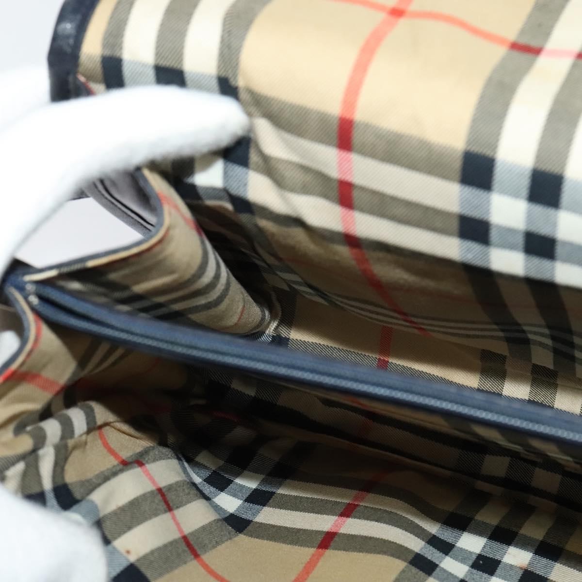 Burberry Flap Shoulder Bag Leather, NAVY, LEATHER, Shoulder bag