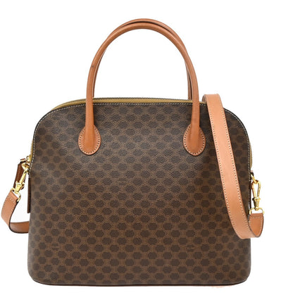 Celine Vintage Macadam Shoulder Bag Canvas, BROWN, CANVAS, Shoulder bag