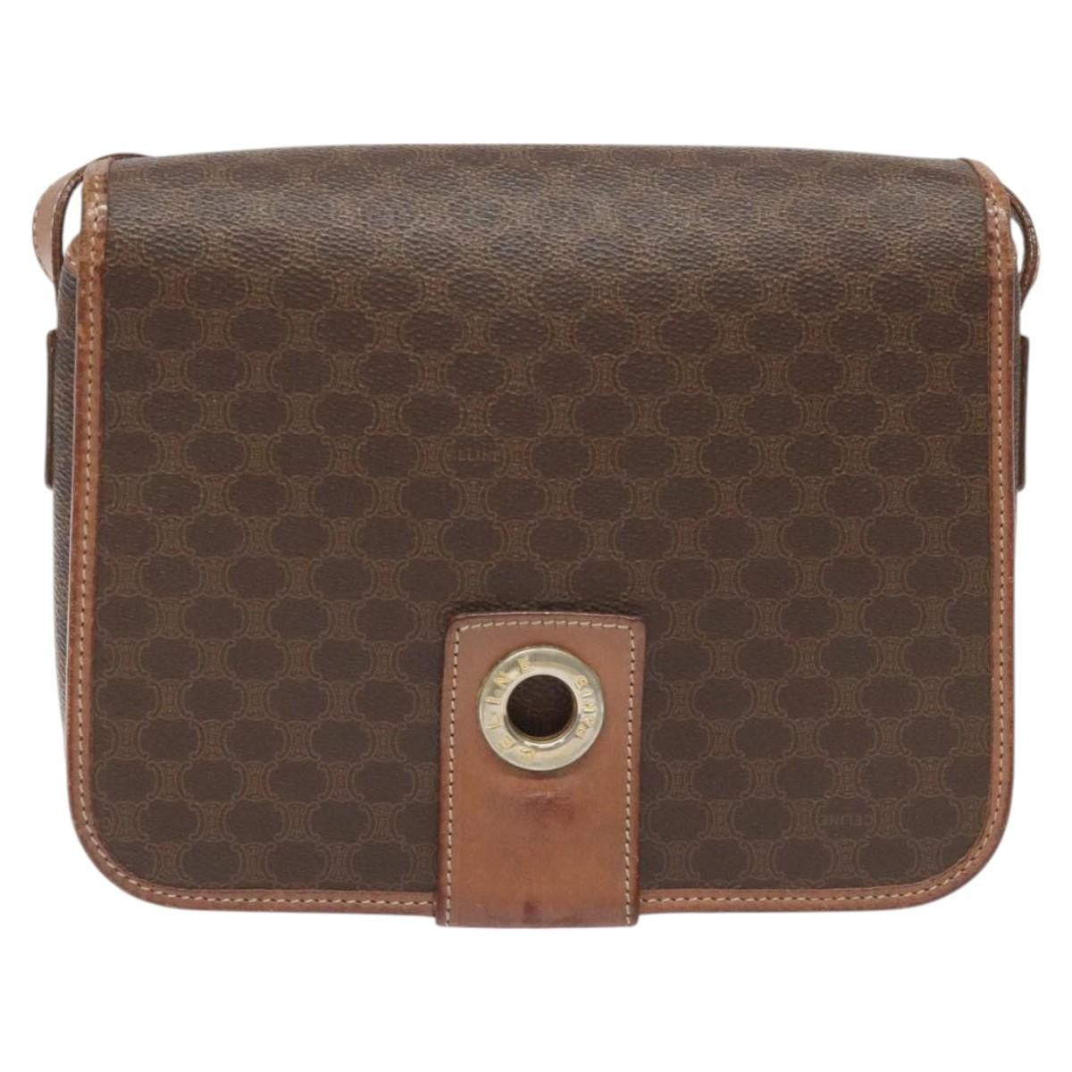 Celine Macadam Shoulder Bag PVC Leather, BROWN, CANVAS, Shoulder bag