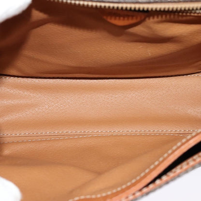 Celine Vintage Macadam Circle Logo Shoulder Bag Canvas and Leather, BROWN, CANVAS, Shoulder bag