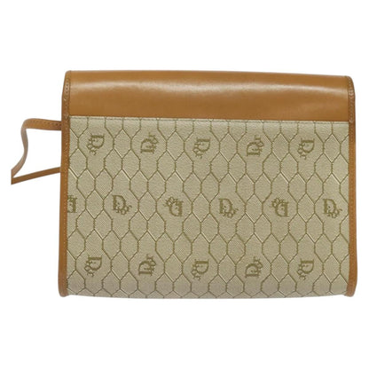Christian Dior Vintage Honeycomb Flap Crossbody Bag Canvas and Leather, BEIGE, CANVAS, Crossbody bag