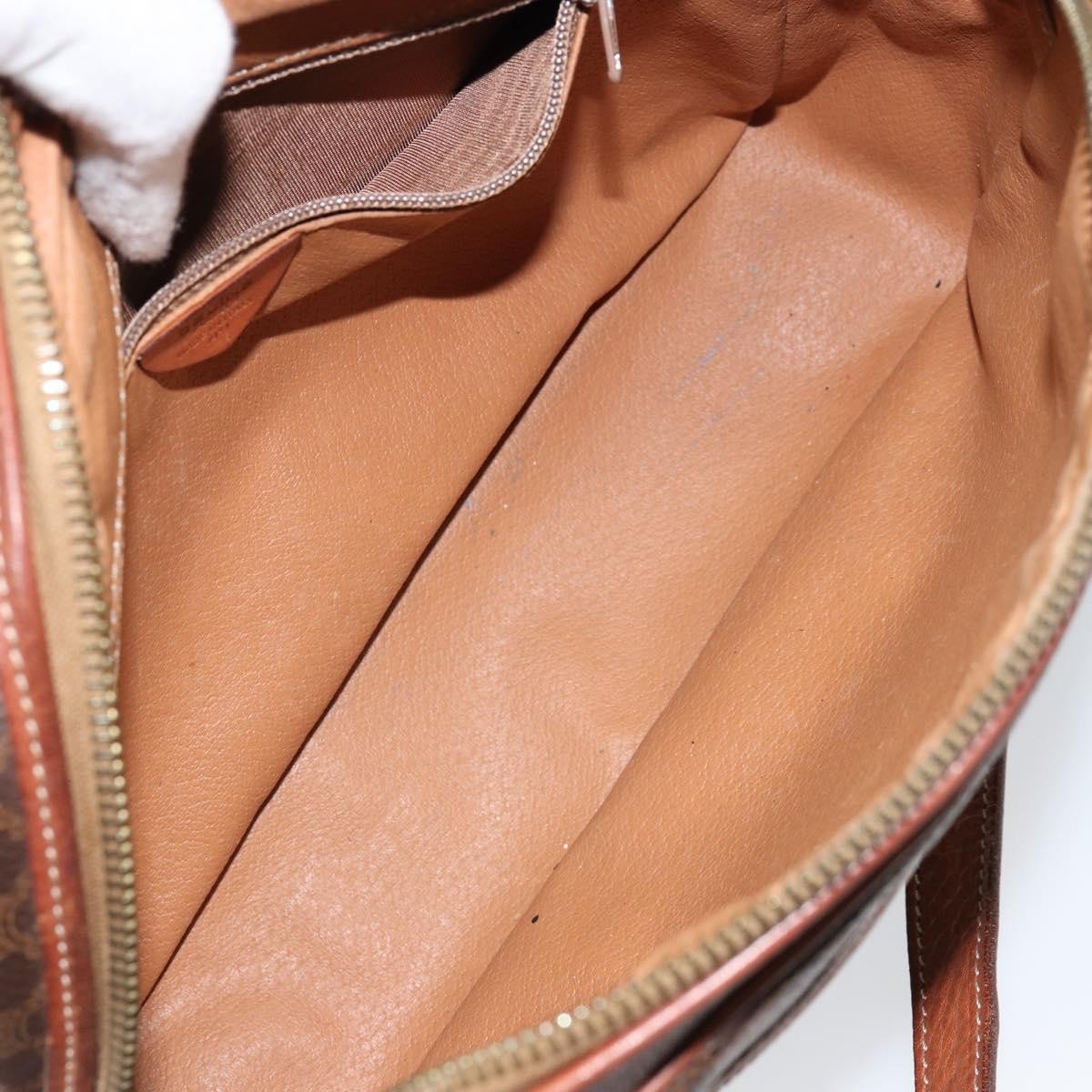 Celine Vintage Macadam Shoulder Bag Canvas and Leather, BROWN, CANVAS, Shoulder bag