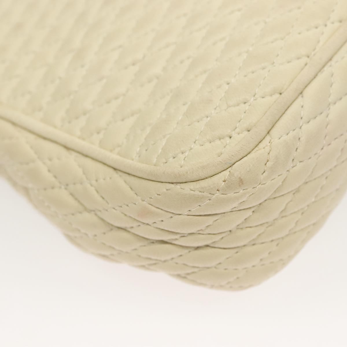 Bally Vintage Chain Shoulder Bag Quilted Leather, WHITE, LEATHER, Shoulder bag