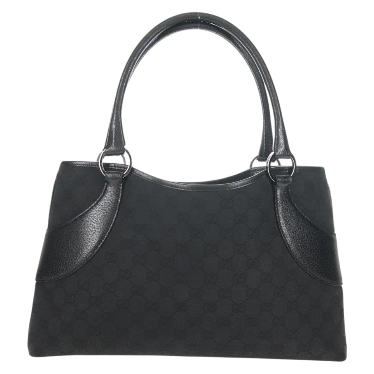 Gucci Vintage Ring Tote GG Canvas with Leather, BLACK, CANVAS, Handbag
