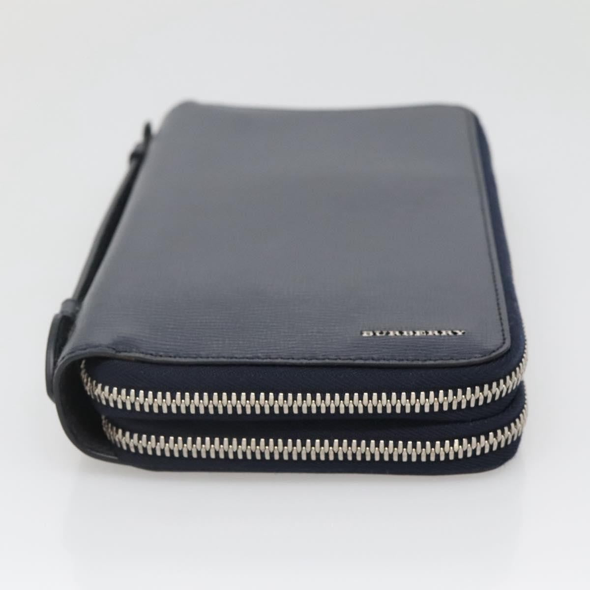 Burberry Reeves Double Zip Organizer Wallet Leather, NAVY, LEATHER, Wallets