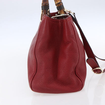 Gucci Bamboo Shopper Tote Leather, RED, LEATHER, Tote bag
