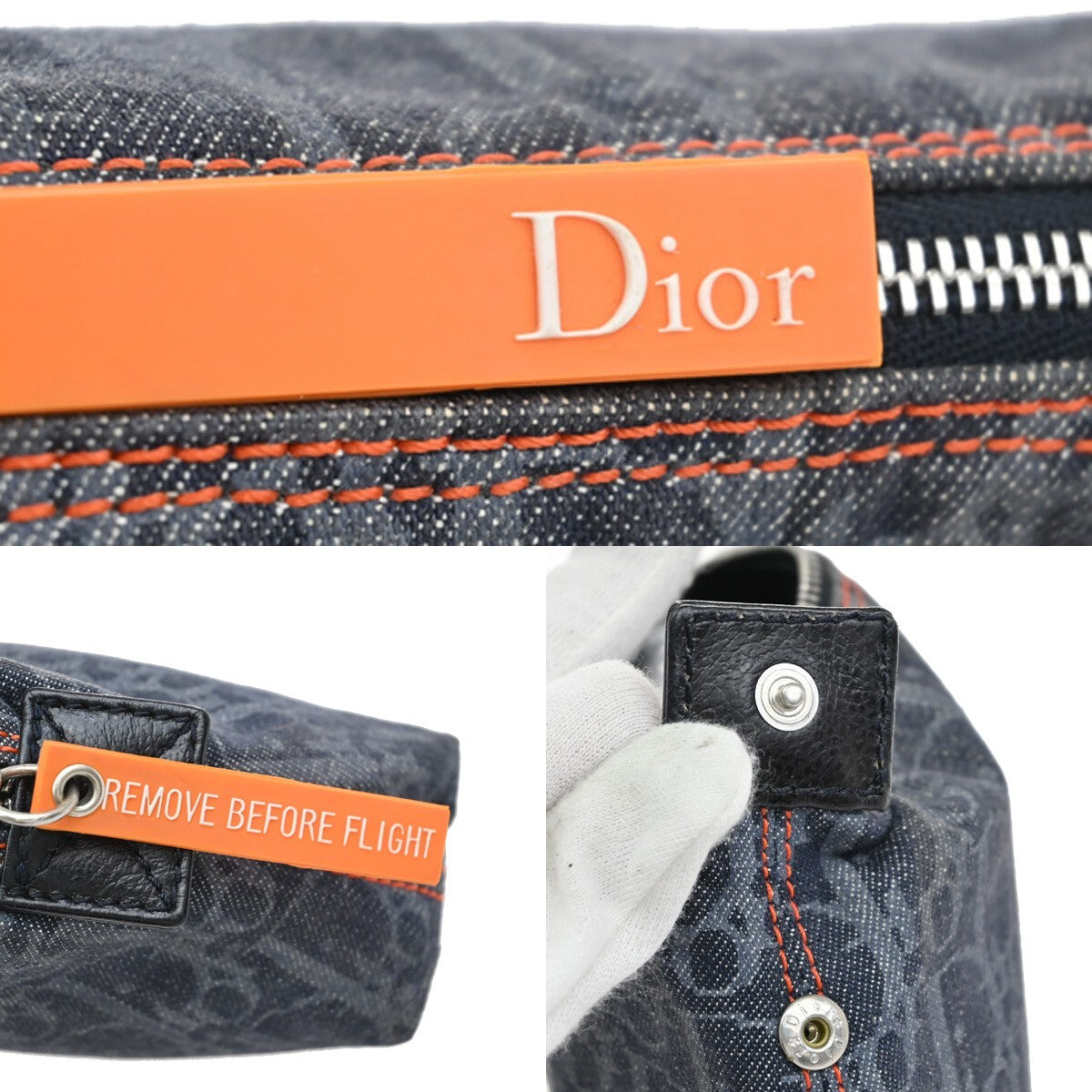 Christian Dior Flight pouch Trotter Pattern Denim, BLACK, DENIM_JEANS, Clutche & pouche