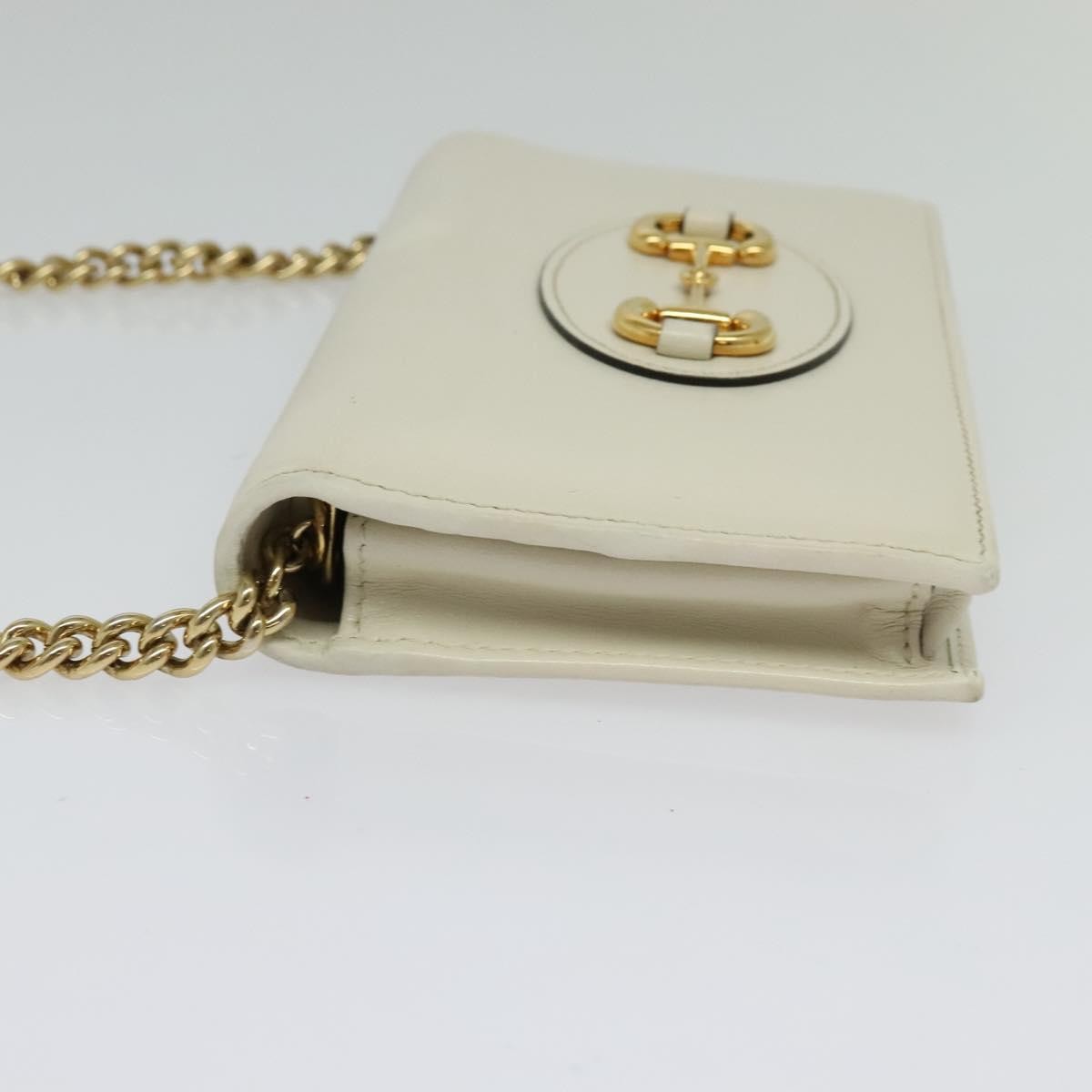 Gucci Horsebit 1955 Chain Wallet Leather, WHITE, LEATHER, Wallets