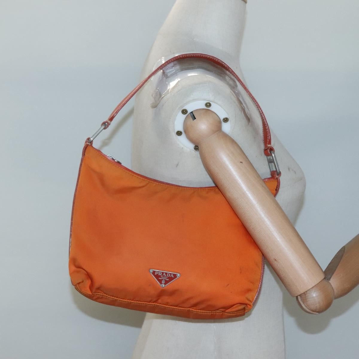 Prada Zip Shoulder Bag Tessuto, ORANGE, NYLON, Shoulder bag