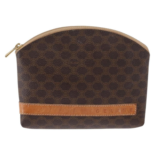 Celine Macadam Pochette Canvas and Leather, BROWN, CANVAS, Clutche & pouche
