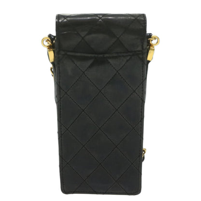 Chanel Vintage CC Flap Phone Holder Crossbody Bag Quilted Patent, BLACK, PATENT_LEATHER, Crossbody bag