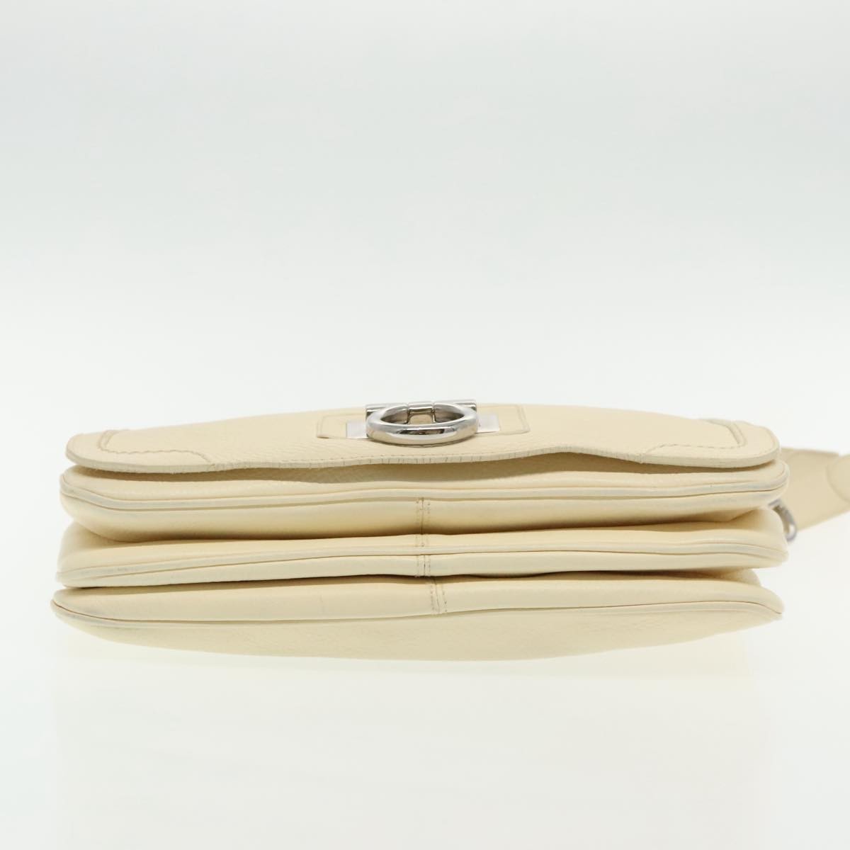 Salvatore Ferragamo Gancini Shoulder Bag Leather, BEIGE, LEATHER, Shoulder bag