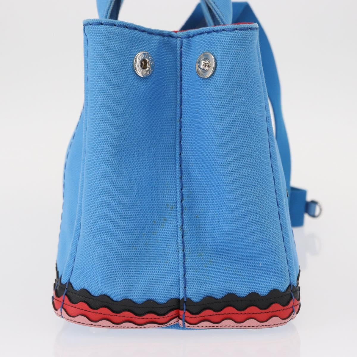 Prada Canapa Convertible Tote Canvas with Applique, BLUE, CANVAS, Tote bag