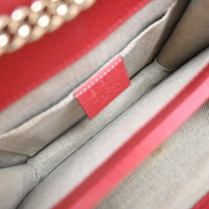 Gucci Interlocking Shoulder Bag Leather, RED, LEATHER, Shoulder bag