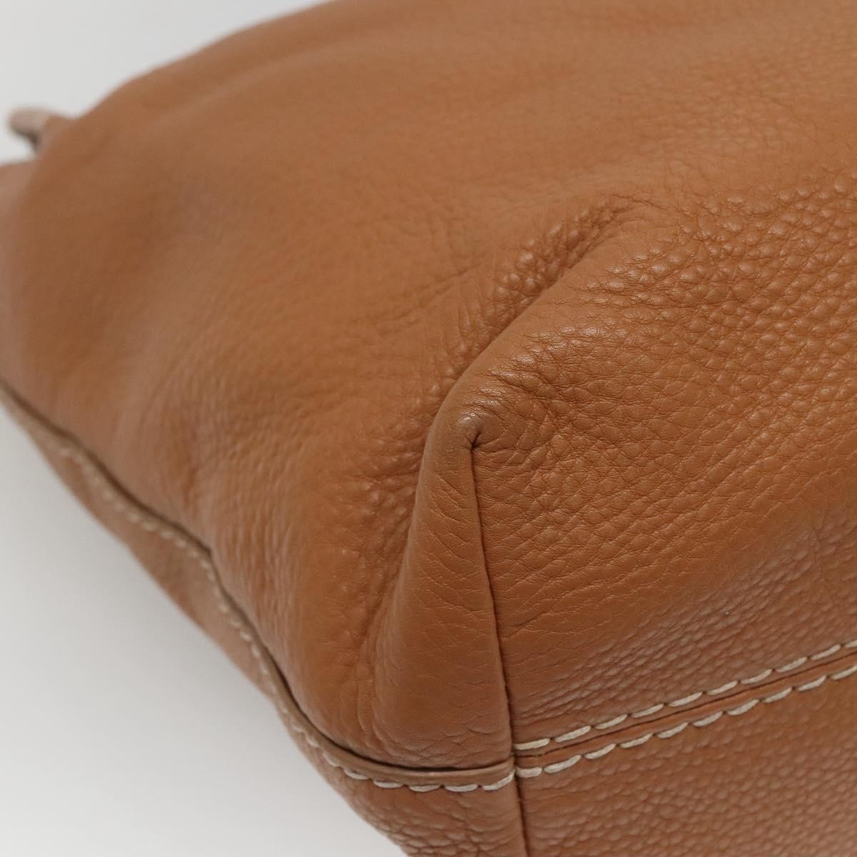 Prada Embossed Logo Convertible Open Tote Vitello Daino, BROWN, LEATHER, Tote bag