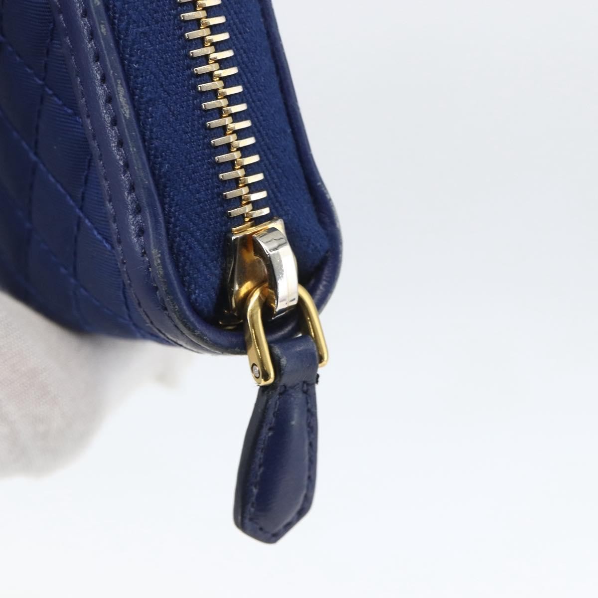 Prada Zip Around Organizer Wallet Saffiano Leather with Applique, BLUE, LEATHER, Wallets