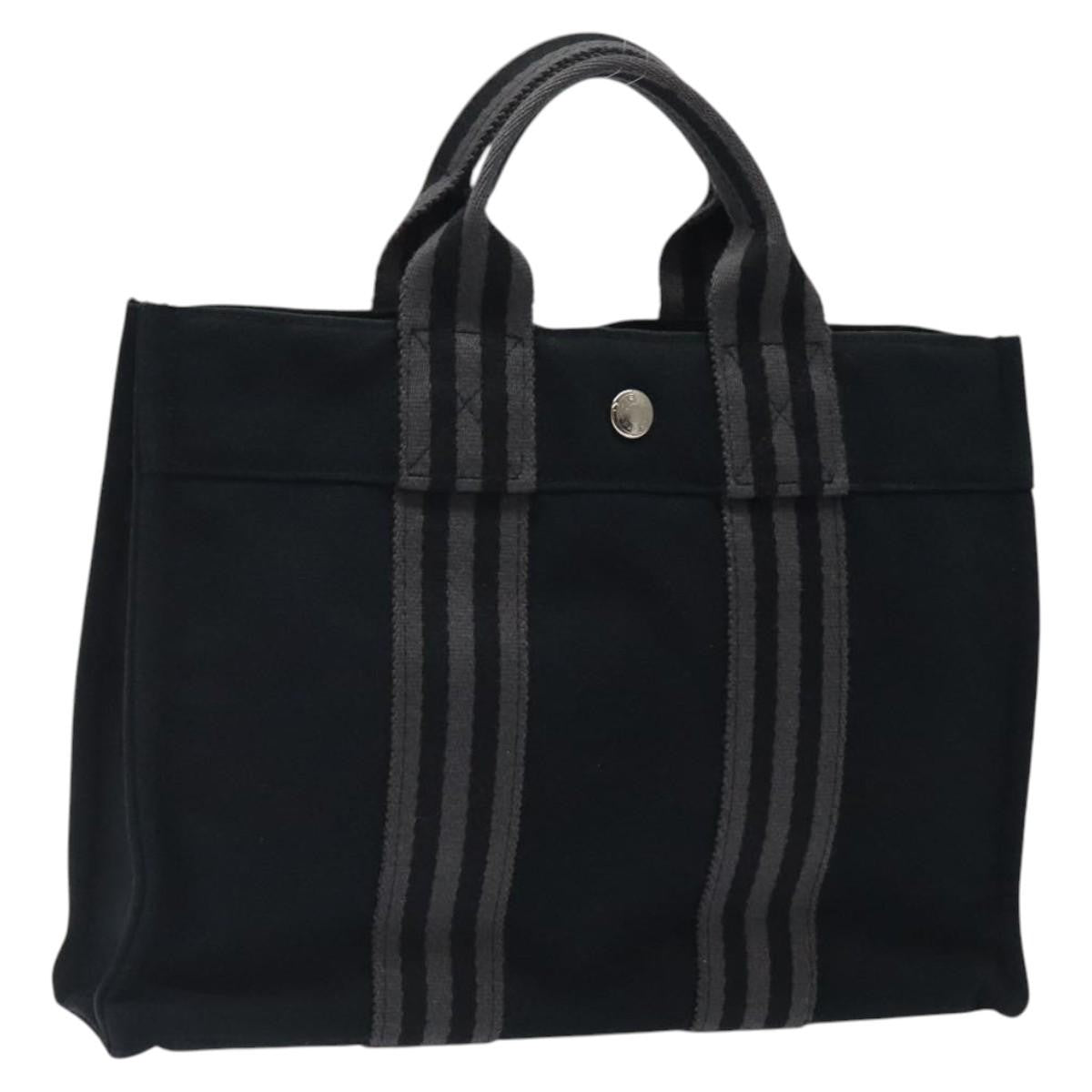 Hermes Fourre Tout Tote Canvas, BLACK, CANVAS, Tote bag