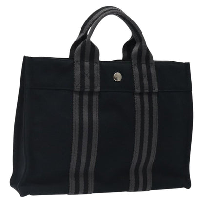 Hermes Fourre Tout Tote Canvas, BLACK, CANVAS, Tote bag