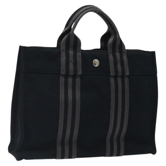 Hermes Fourre Tout Tote Canvas, BLACK, CANVAS, Tote bag