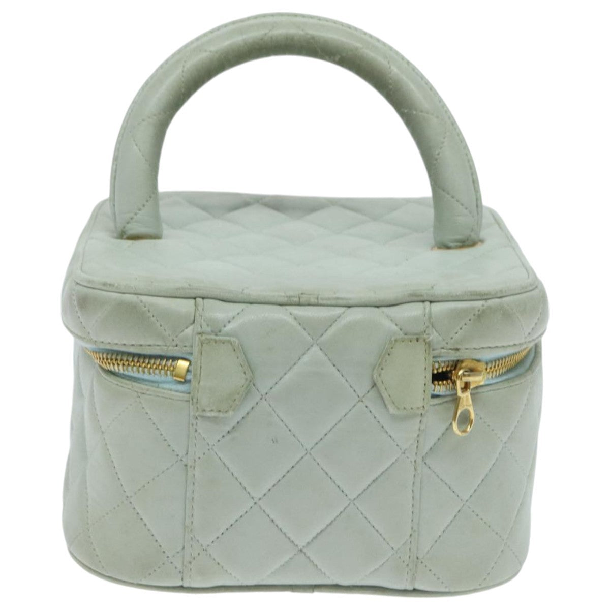 Chanel Cosmetic Case Quilted Lambskin, BLUE, LEATHER, Toiletry Case