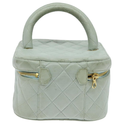 Chanel Cosmetic Case Quilted Lambskin, BLUE, LEATHER, Toiletry Case