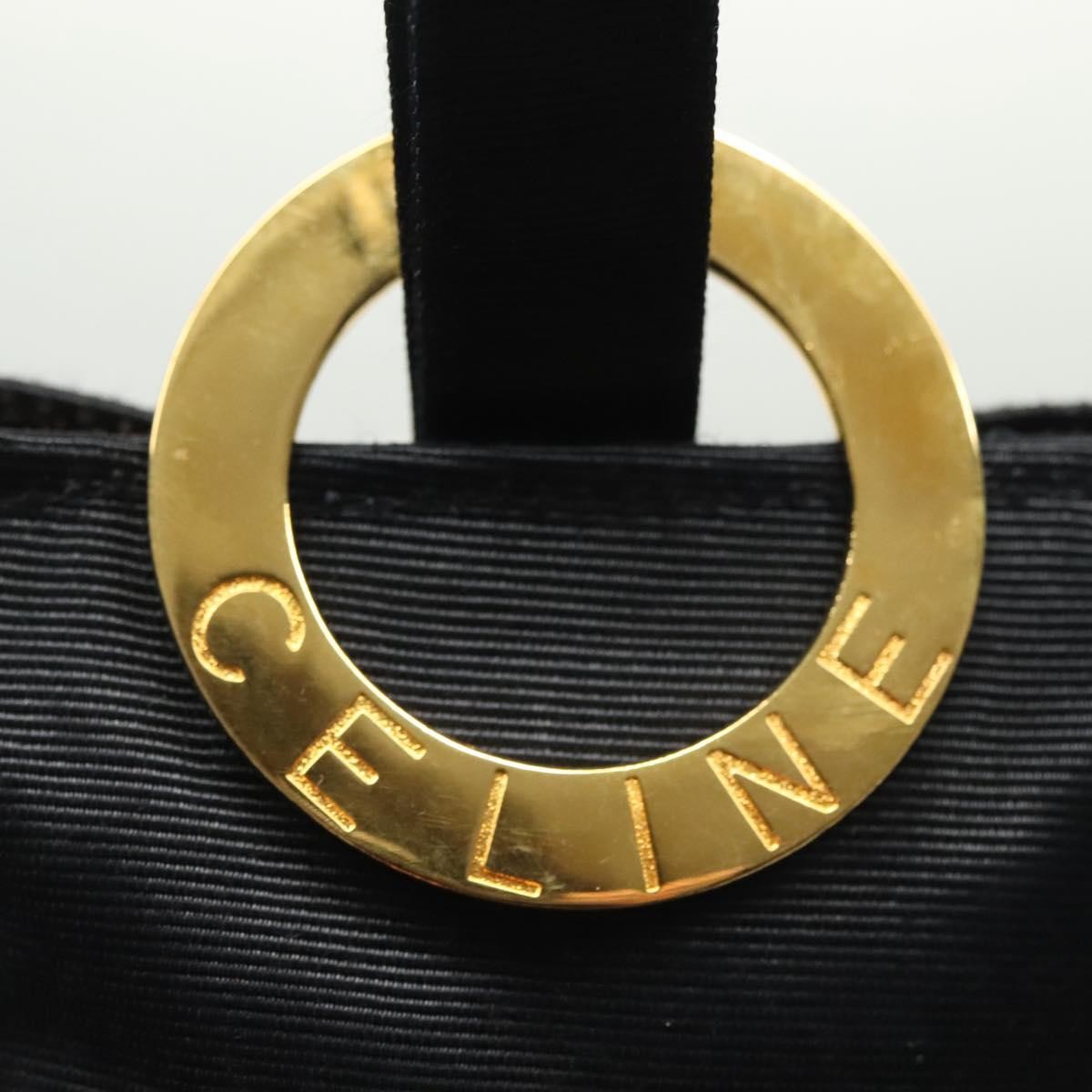 Celine Circle Logo Pouch Canvas, BLACK, CANVAS, Clutche & pouche