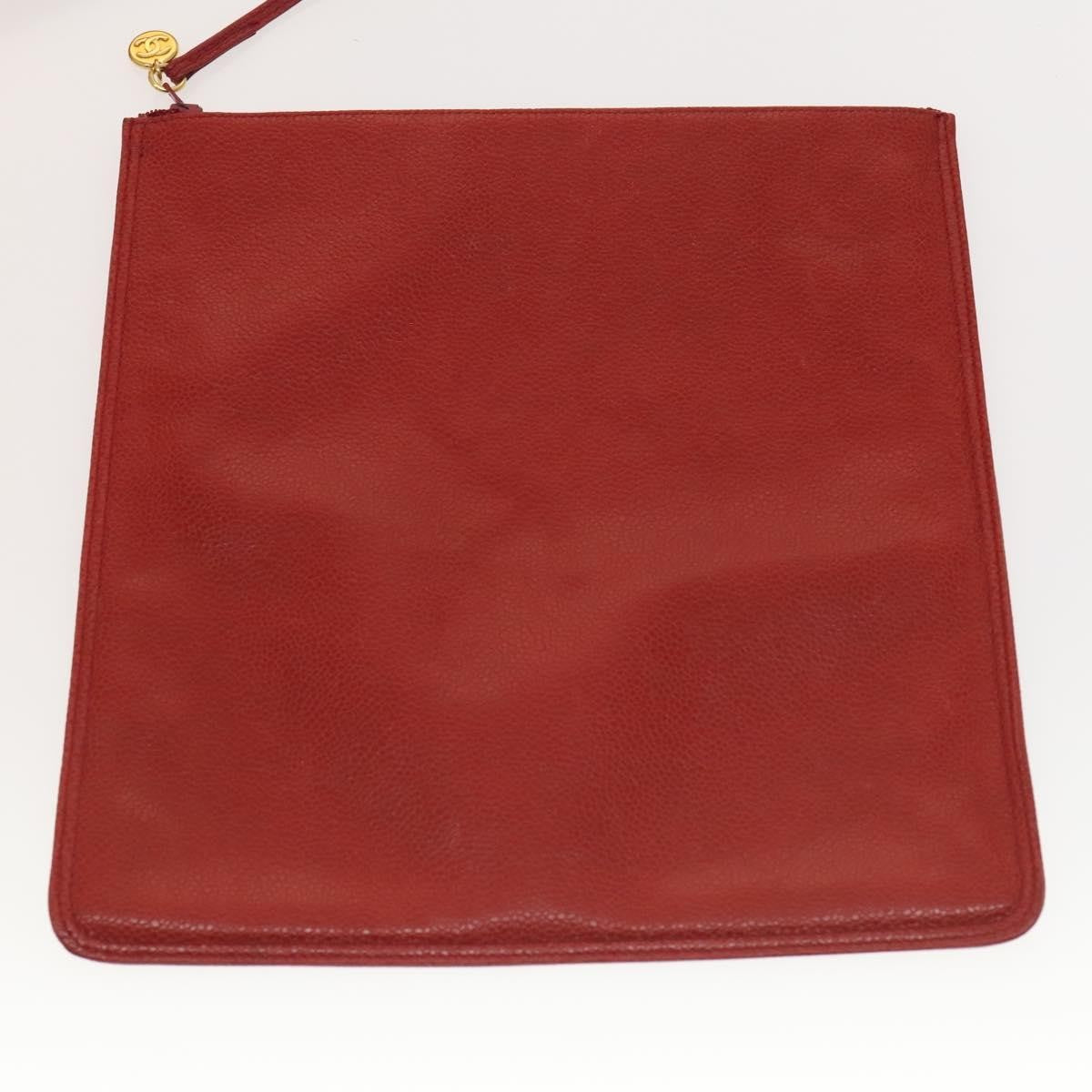 Chanel Triple CC Chain Shoulder Bag Caviar Leather, RED, LEATHER, Shoulder bag