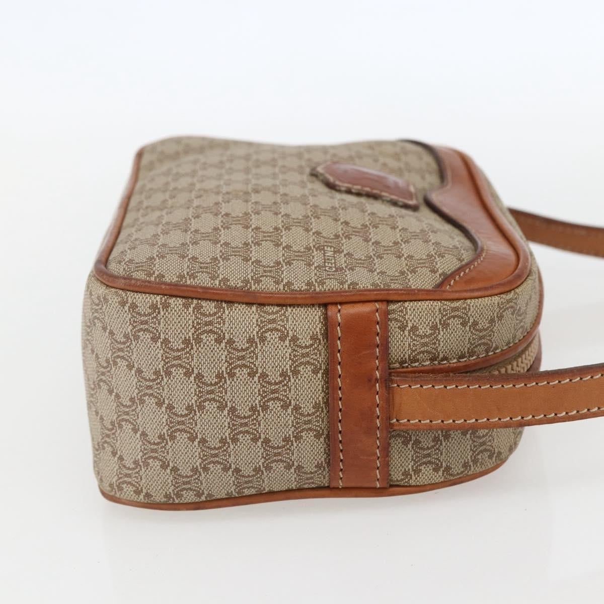 Celine Vintage Macadam Shoulder Bag Canvas and Leather, BEIGE, CANVAS, Shoulder bag