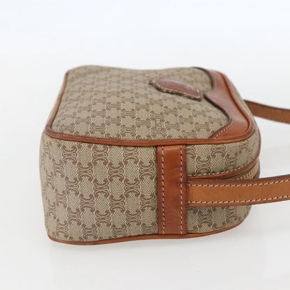 Celine Vintage Macadam Shoulder Bag Canvas and Leather, BEIGE, CANVAS, Shoulder bag