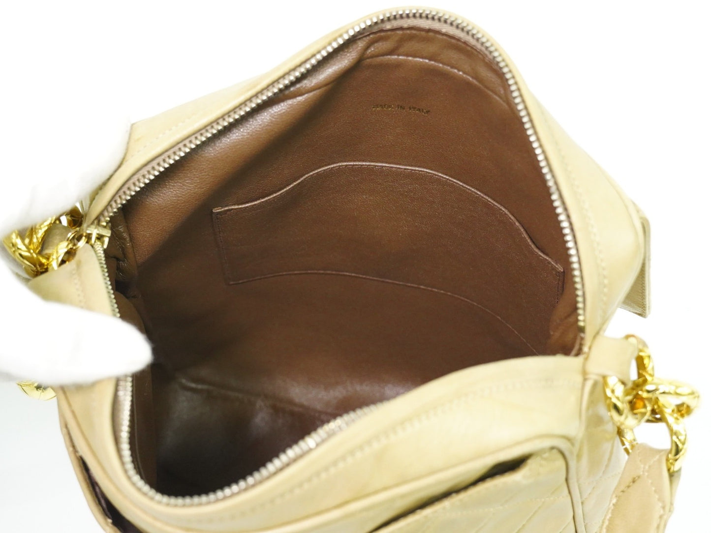 Chanel Vintage Camera bag Quilted Lambskin, BEIGE, LEATHER, Crossbody bag