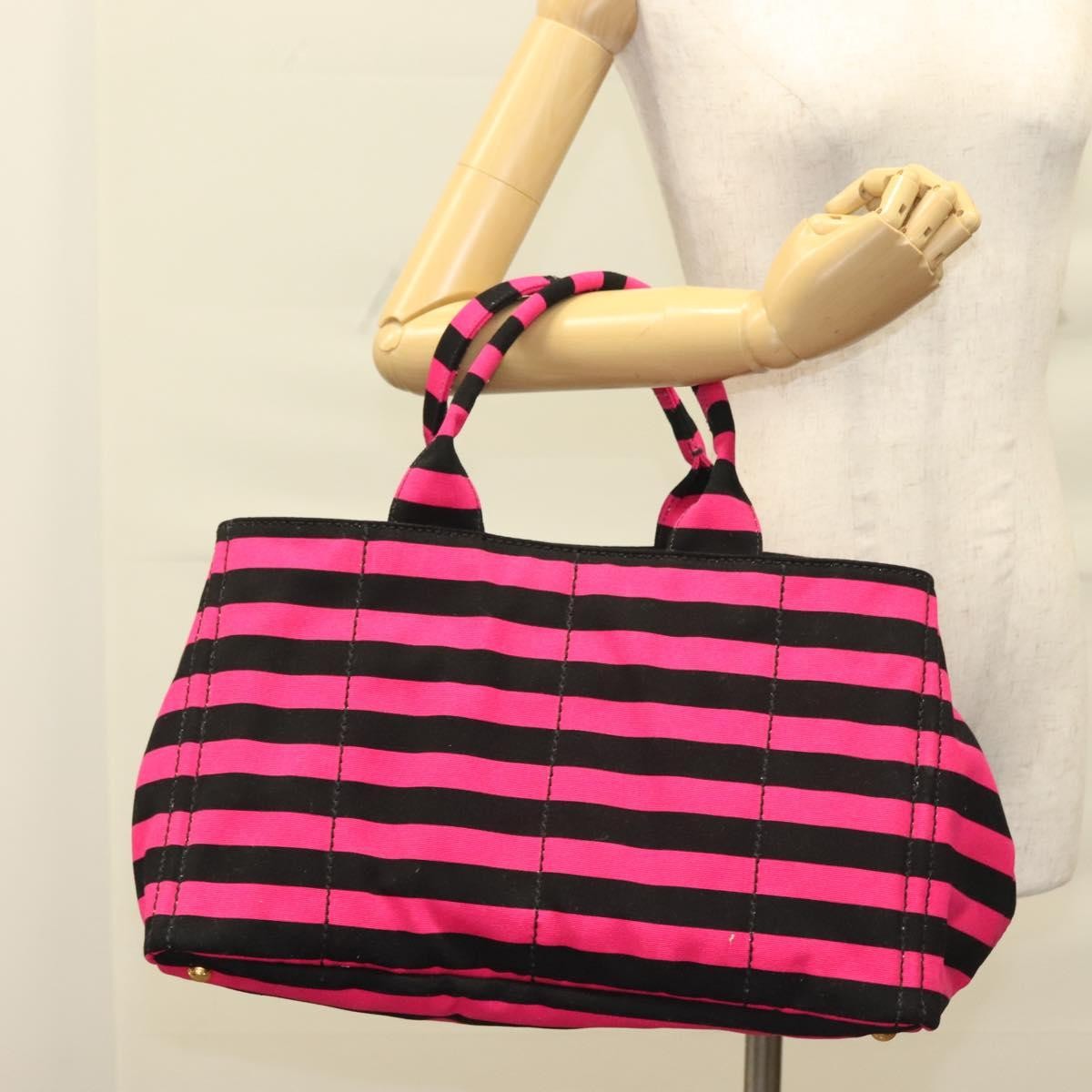 Prada Canapa Open Tote Canvas, BLACK, CANVAS, Tote bag