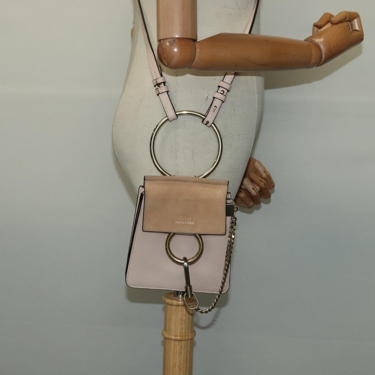 Chloe Faye Crossbody Leather and Suede, BEIGE, LEATHER, Shoulder bag