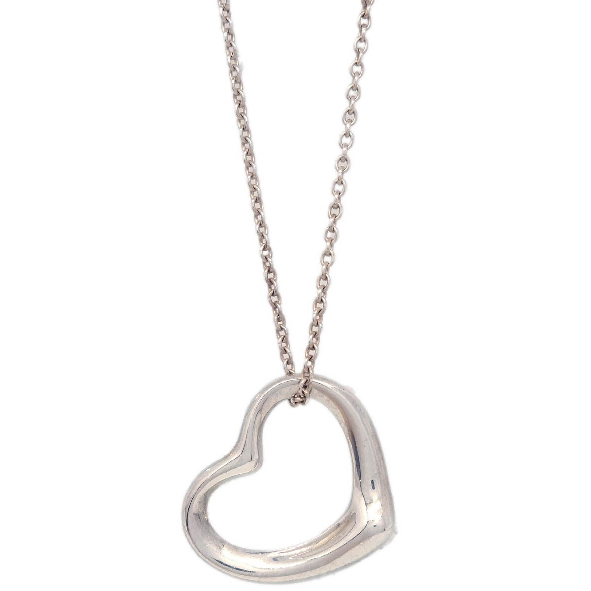 Tiffany & Co. Elsa Peretti Open Heart Pendant Necklace Sterling Silver, SILVER, SILVER, Necklace