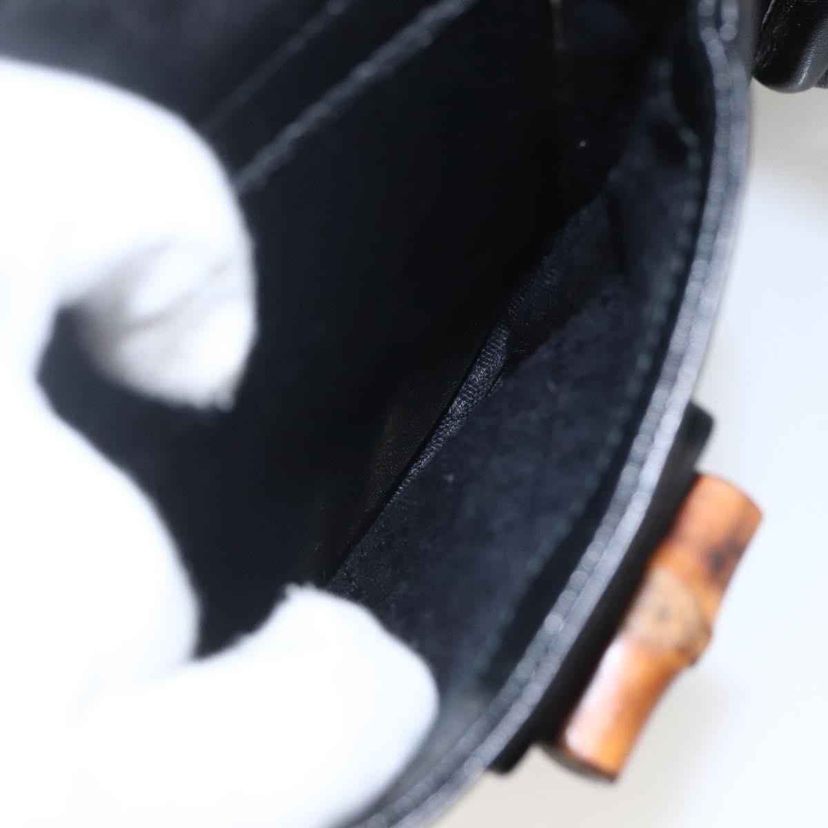 Gucci Vintage Bamboo Backpack Leather, BLACK, LEATHER, Backpack